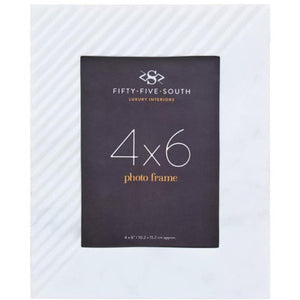 Small Ribbed White Marble 4In X 6In Photo Frame | Oxana