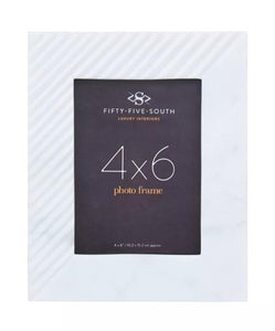 Oxana Small Ribbed White Marble 4In X 6In Photo Frame