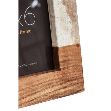 Olena Marble and Acacia Small Photo Frame