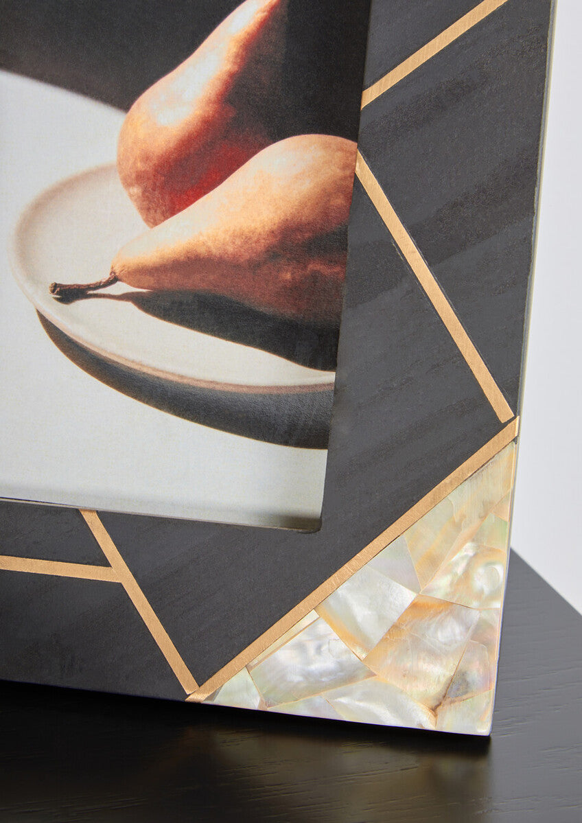 Oriana 4In X 6In Mother of Pearl and Gold Inlay Small Photo Frame - Image 8