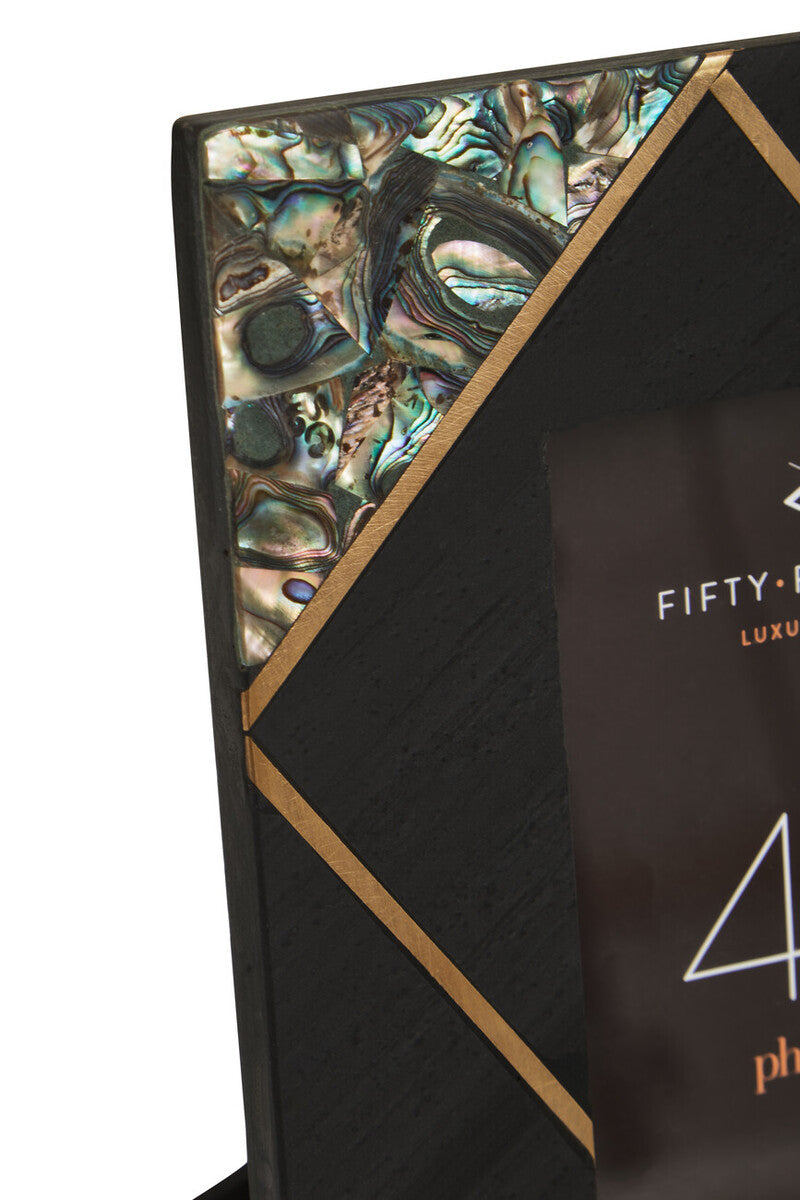 Oriana 4In X 6In Mother of Pearl and Gold Inlay Small Photo Frame - Image 9