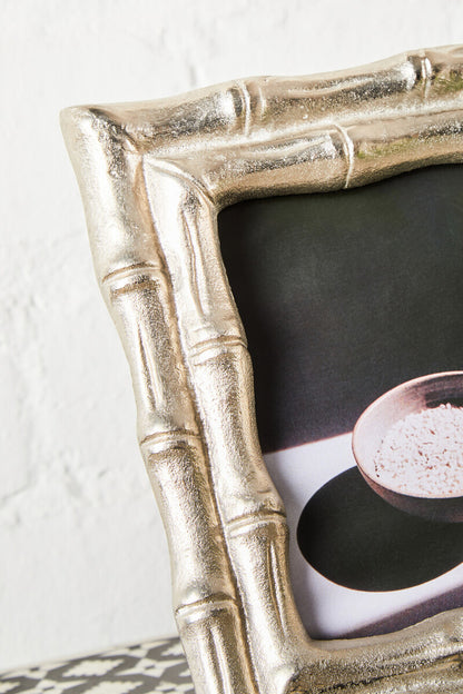 Hiba Silver Finish Bamboo Effect Photo Frame 4xin