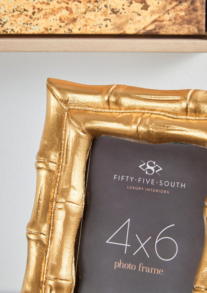 Hiba Gold Finish Bamboo Effect Photo Frame 4x6in