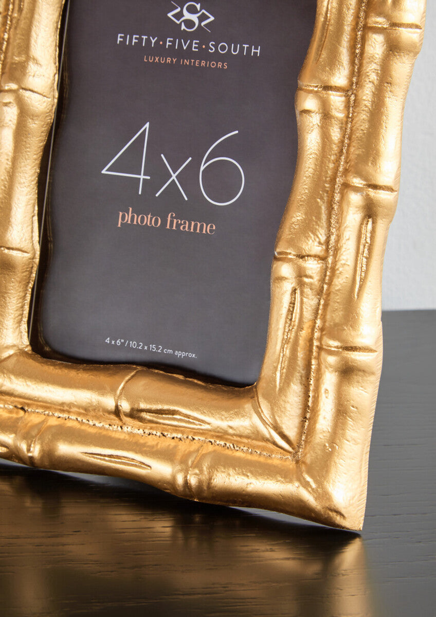 Hiba Gold Finish Bamboo Effect Photo Frame 4x6in