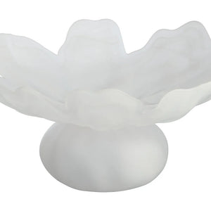 Fluted White Glass Pedestal Bowl | Galene