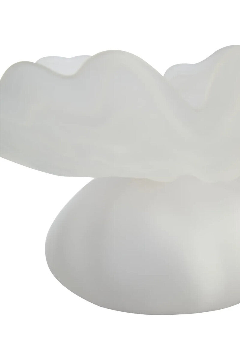 Galene Fluted White Glass Pedestal Bowl