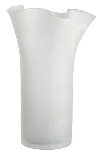 Galene Fluted White Glass Vase