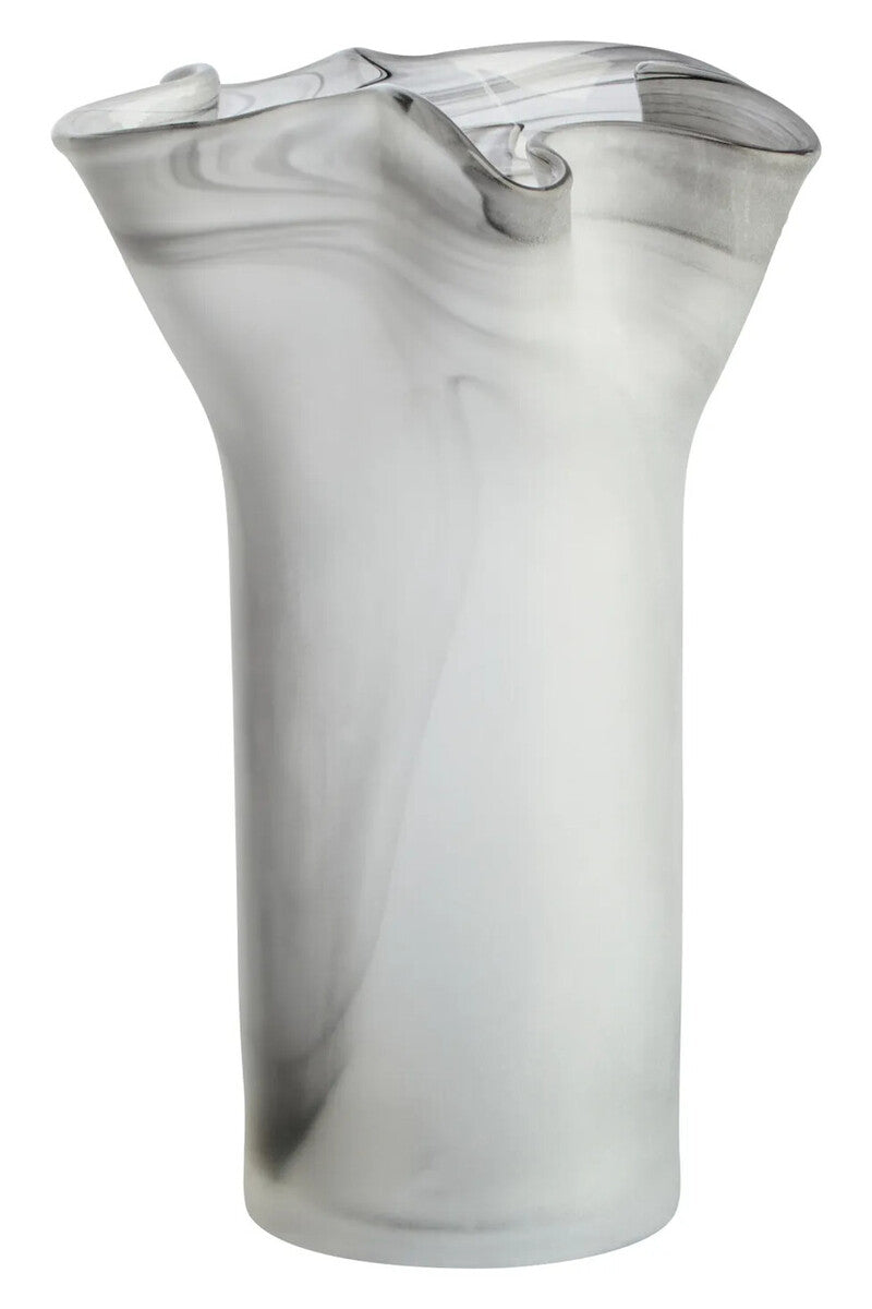 Galene Fluted White Glass Vase