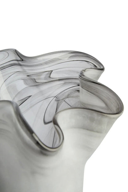 Galene Fluted White Glass Vase