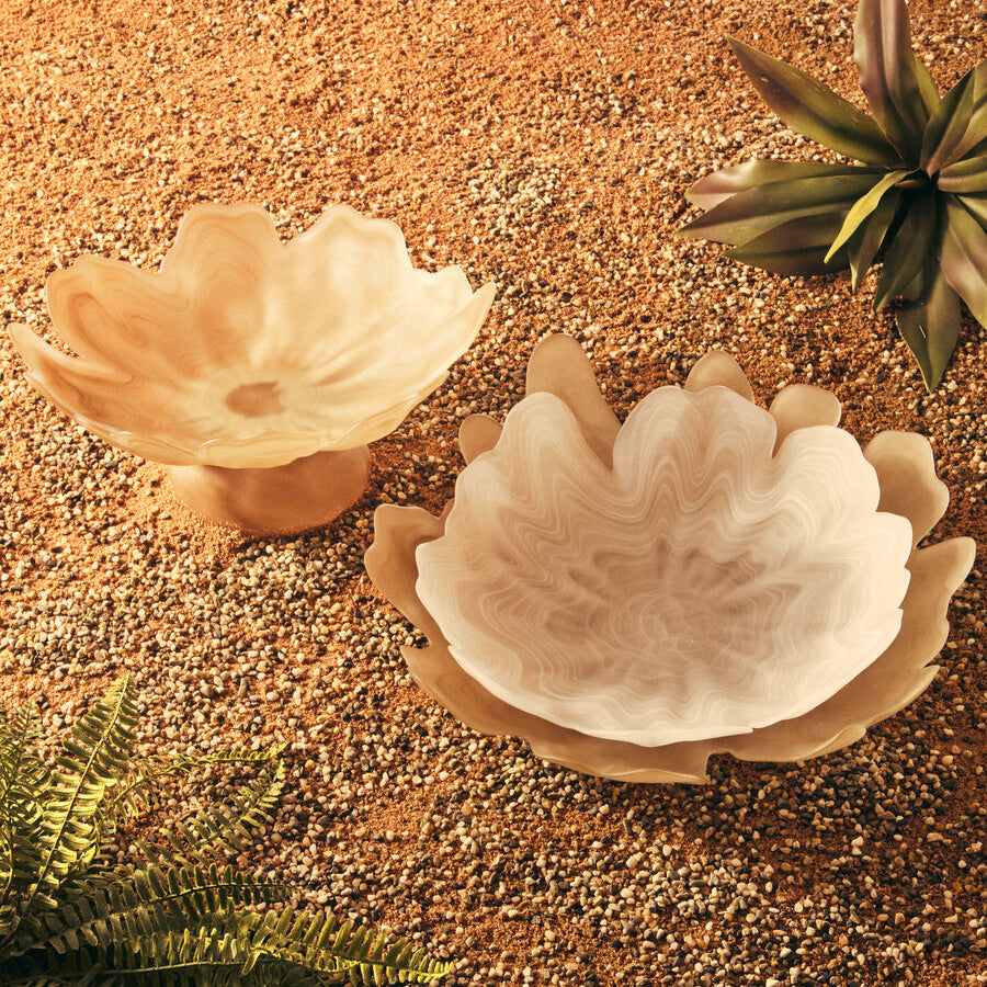 Galene Fluted Natural Glass Plate