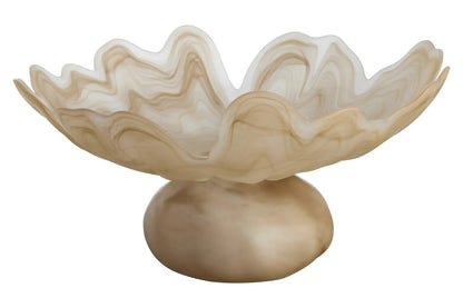 Galene Fluted Natural Glass Pedestal Bowl
