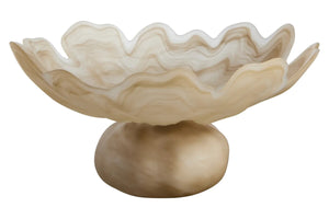Galene Fluted Natural Glass Pedestal Bowl