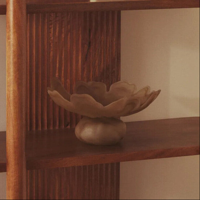 Galene Fluted Natural Glass Pedestal Bowl