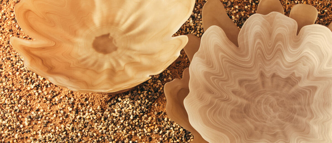 Galene Fluted Natural Glass Pedestal Bowl