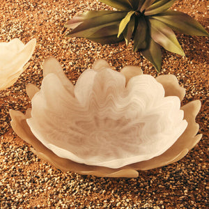 Fluted Natural Glass Pedestal Bowl | Galene