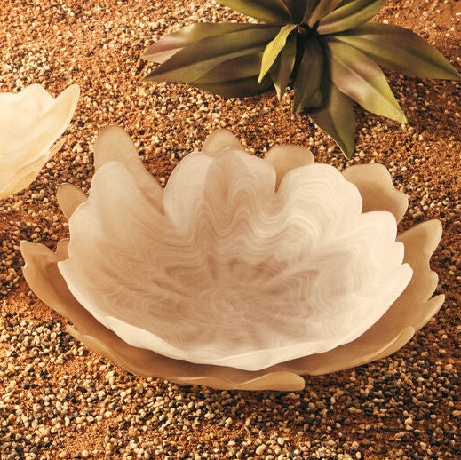 Galene Fluted Natural Glass Pedestal Bowl