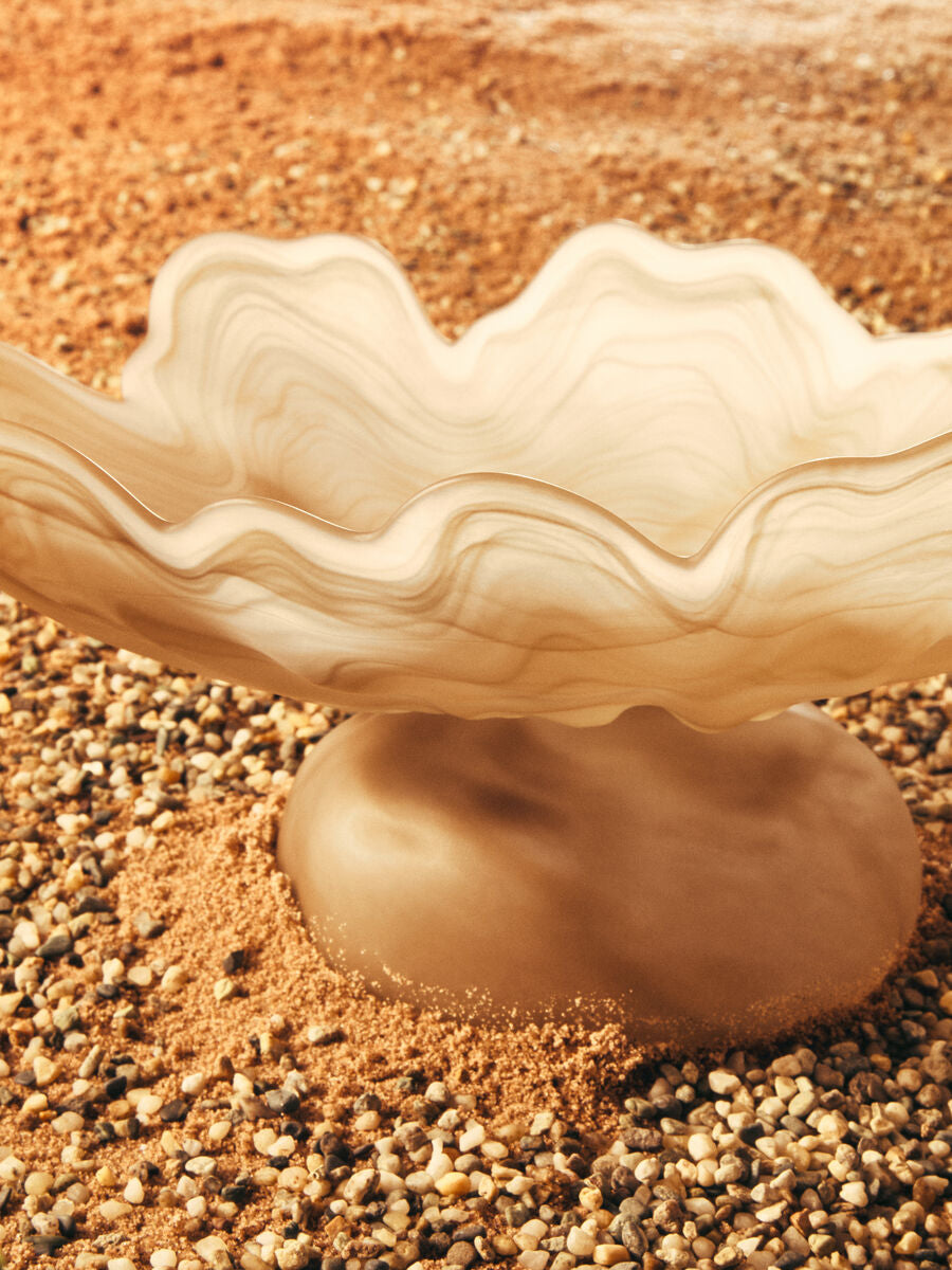 Galene Fluted Natural Glass Pedestal Bowl