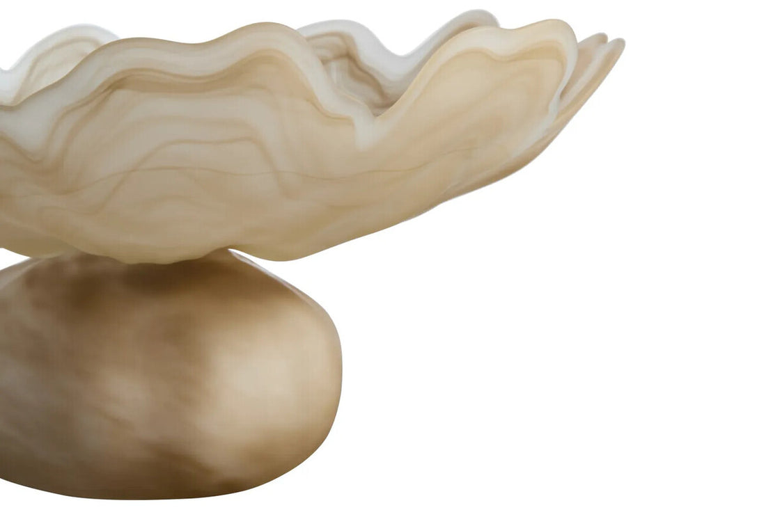 Galene Fluted Natural Glass Pedestal Bowl