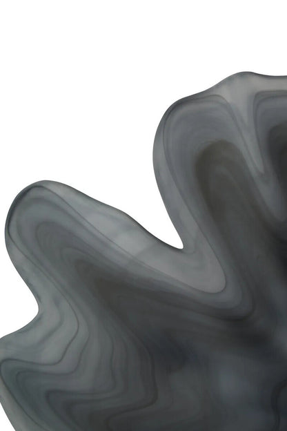Galene Fluted Grey Glass Pedestal Bowl