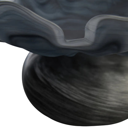 Galene Fluted Grey Glass Pedestal Bowl