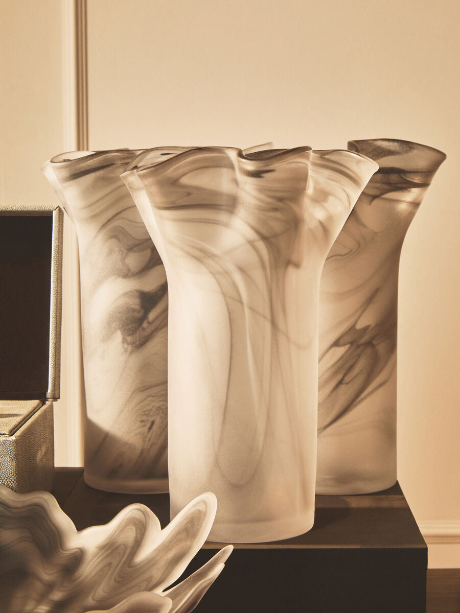 Fluted Grey Glass Vase | Galene