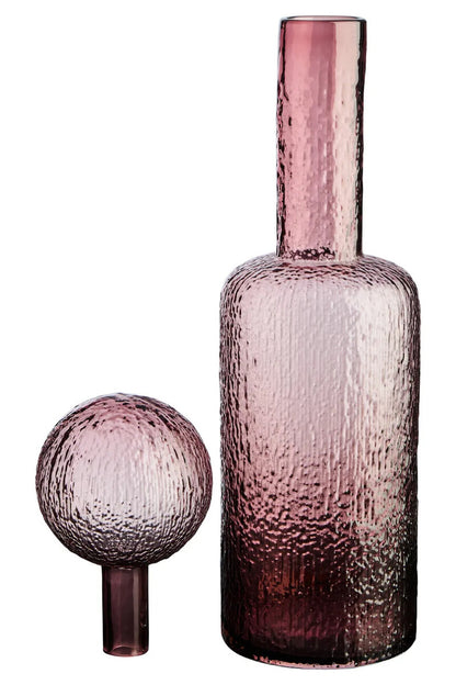 Galea Large Textured Pink Glass Bottle