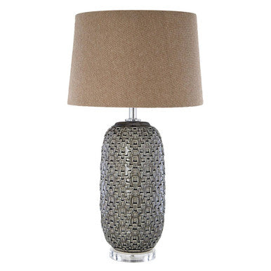 Udele Table Lamp With Brown Linen Shade