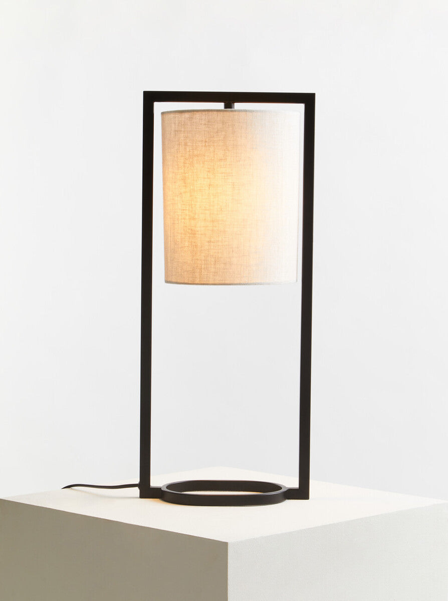 Lara Black Metal Table Lamp with Grey Shade - Image 5