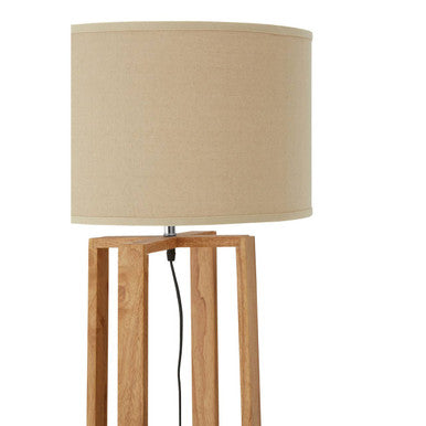 Lea Wooden Floor Lamp With Light Brown Shade