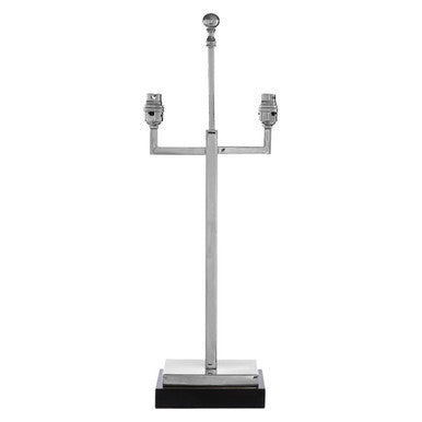 Silver candelabra with three candle holders on a white background