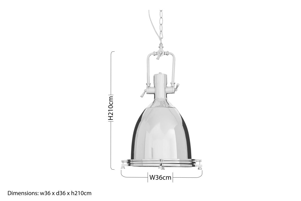 Lexington Large Chrome Plain Pendant Light - Image 7