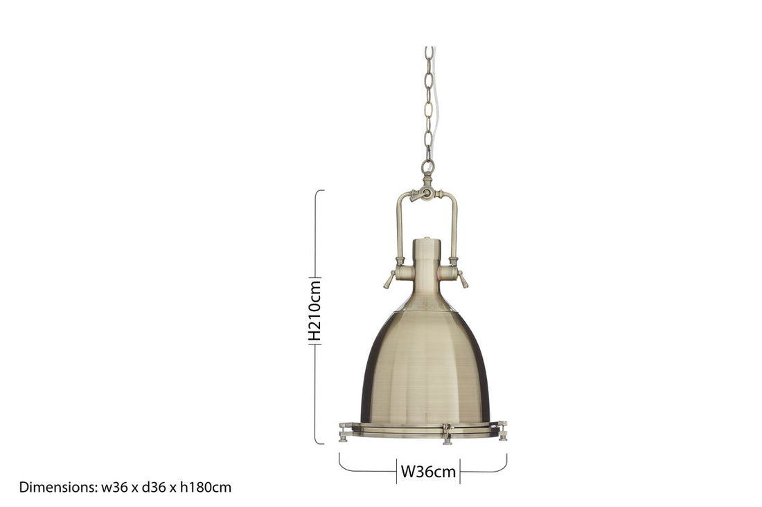 Lexington Large Antique Brass Pendant Light - Image 4