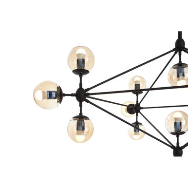 Abira Matte Black 15 Arm Pendant Light