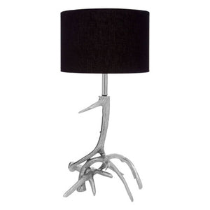 Antler Silver Metal Table Lamp with Black Fabric Shade