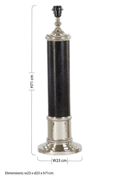 Canon Black Leather Table Lamp