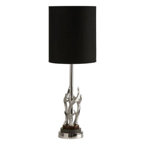 Antler Black and Silver Metal Table Lamp with Marble Base