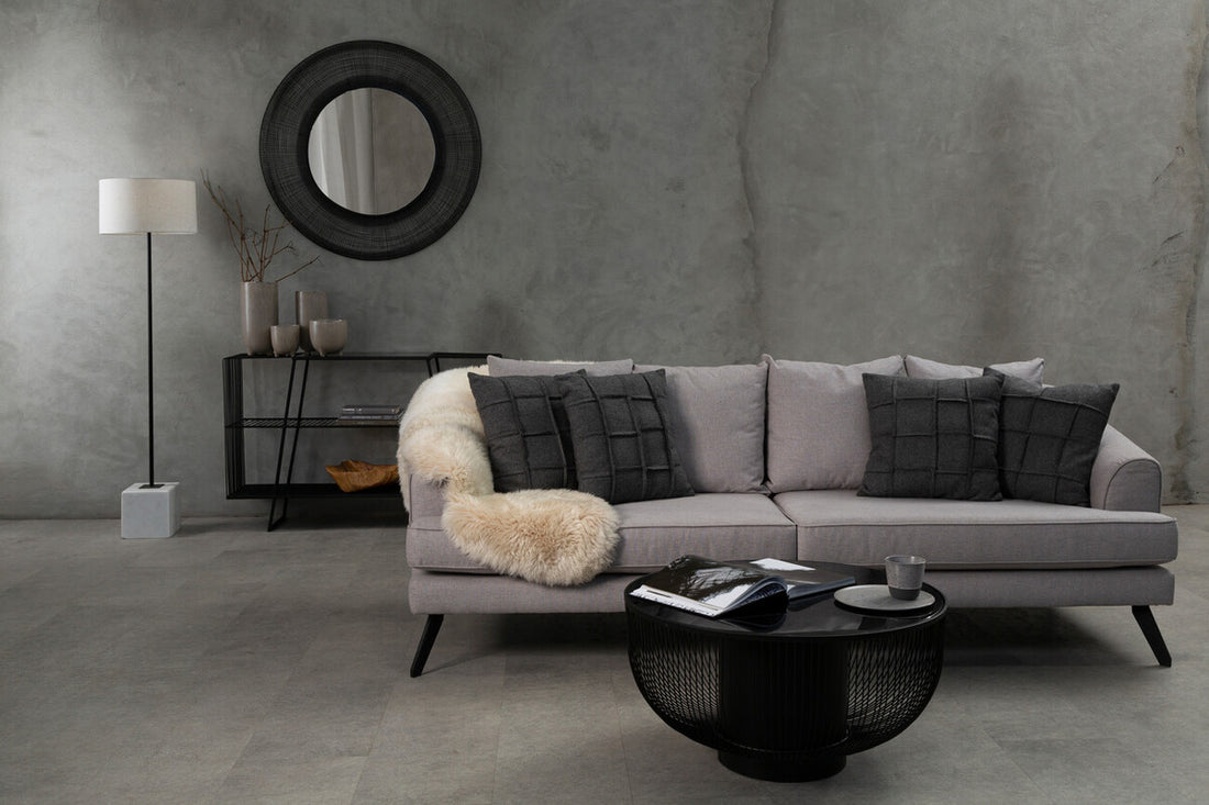 Murdoch Natural Linen Shade With White Marble Base Floor Lamp - Image 4