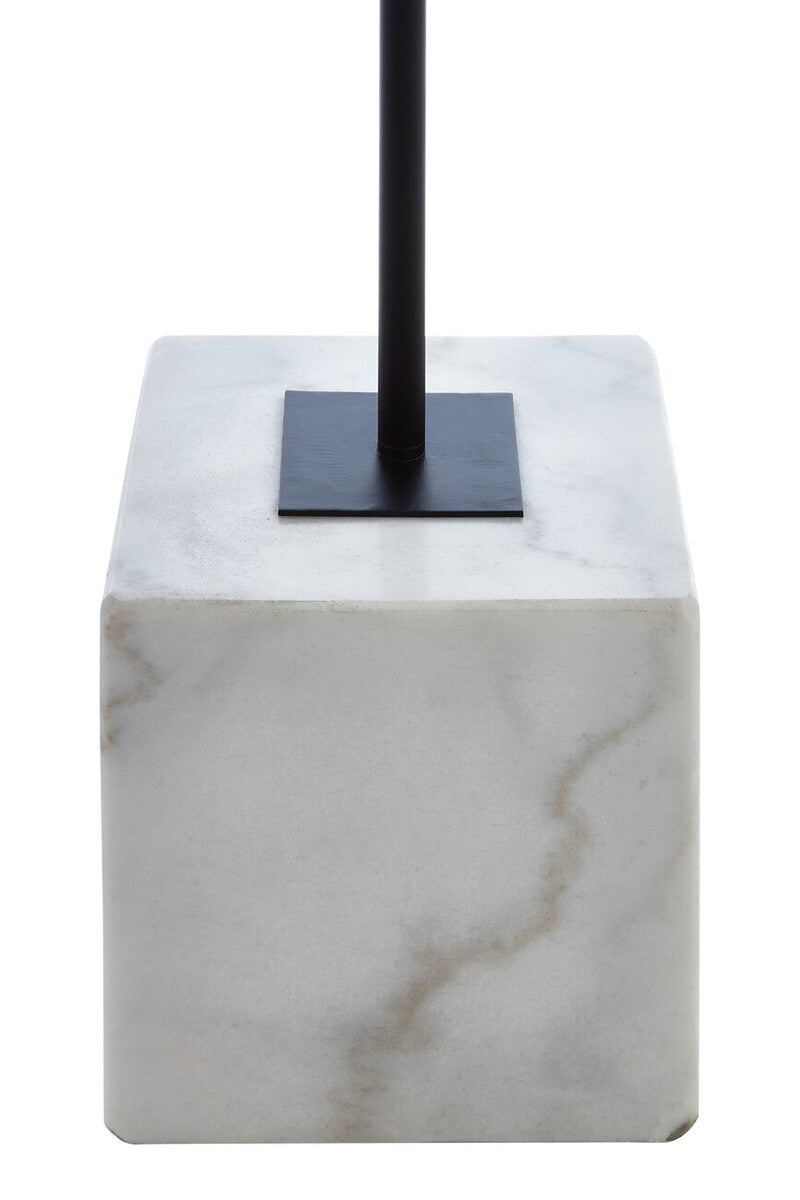 Murdoch Natural Linen Shade With White Marble Base Floor Lamp - Image 6