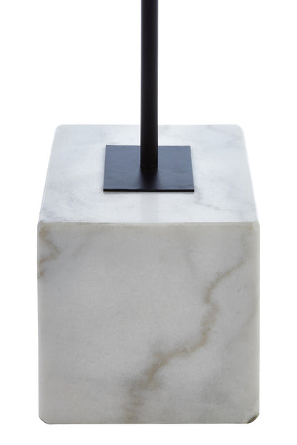 Murdoch Natural Linen Shade With White Marble Base Floor Lamp
