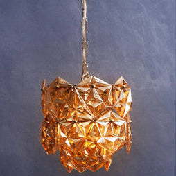 Rydello Small Multi Faceted Amber Glass Pendant Light