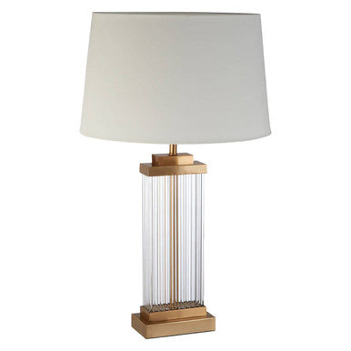 Zariah Glass And Gold Finish Table Lamp With White Linen Shade