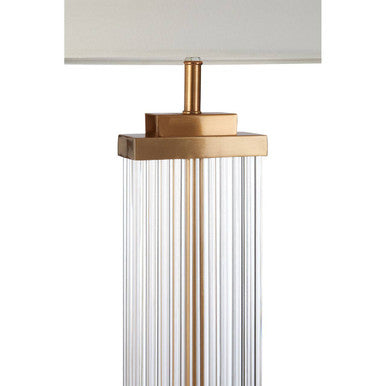 Zariah Glass And Gold Finish Table Lamp With White Linen Shade