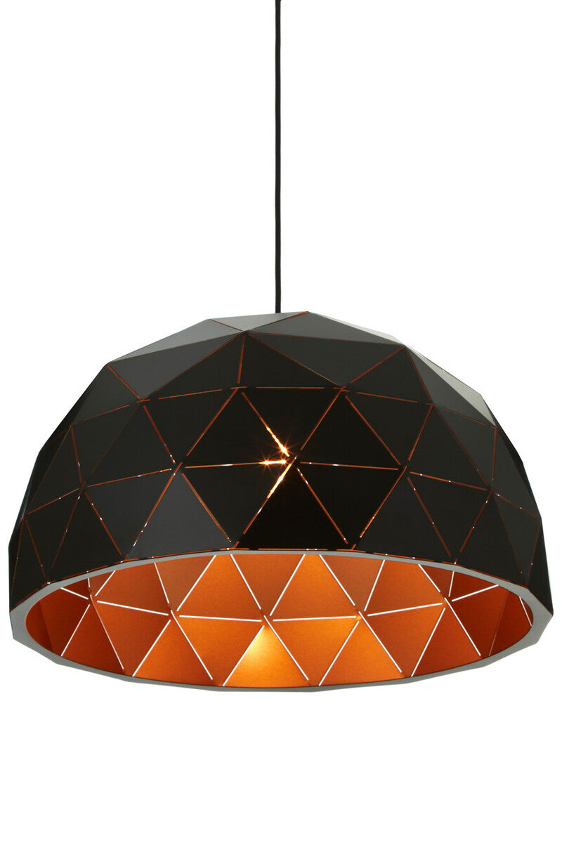 Mateo Medium Black and Copper Dome Pendant Light - Image 3