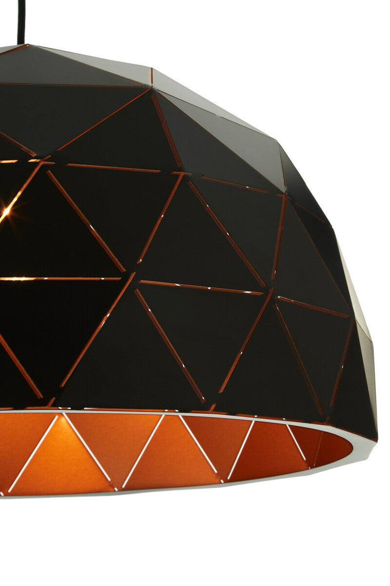 Mateo Medium Black and Copper Dome Pendant Light - Image 5