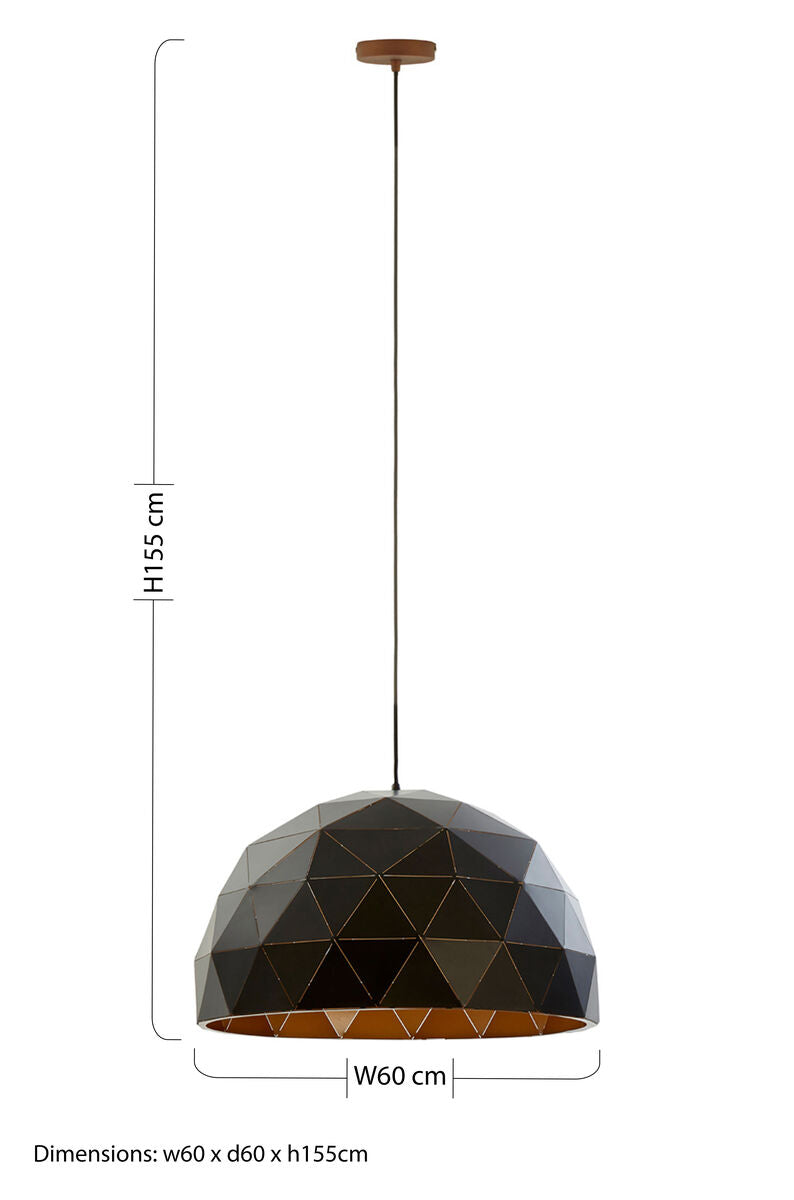 Mateo Large Black and Copper Dome Pendant Light - Image 8