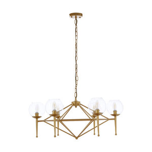 Abira Gold Finish and Glass 6 Bulb Pendant Light