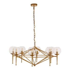 Abira Gold Finish and Glass 8 Bulb Pendant Light