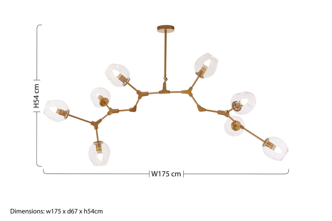 Abira Light Gold 8 Arm Pendant Lamp - Image 9