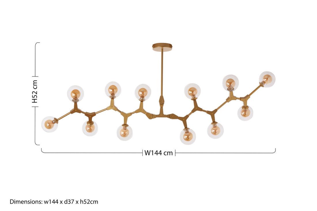 Abira 12 Arm  Gold Finish Pendant Light - Image 6