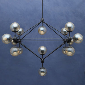 Abira Matte Black Finish and Glass 21 Bulb Pendant Light